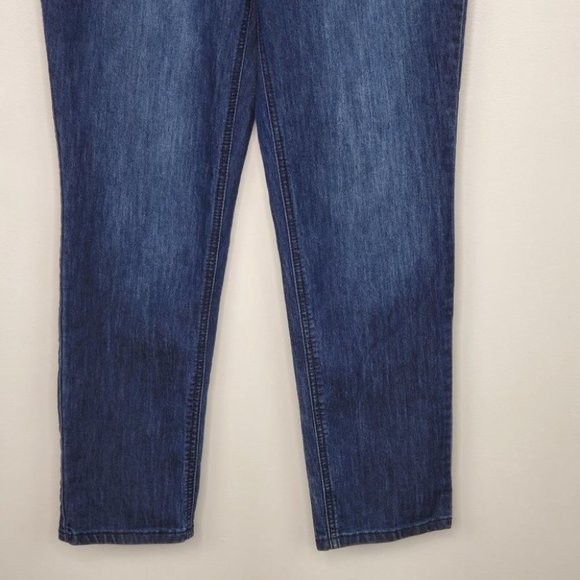 Christopher & Banks Dark Wash Whiskering Fading Stretchy Denim Jeans, Size 10 - Picture 4 of 11